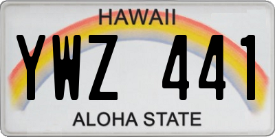HI license plate YWZ441