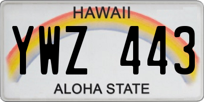 HI license plate YWZ443
