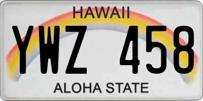 HI license plate YWZ458
