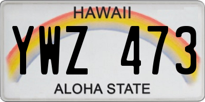 HI license plate YWZ473
