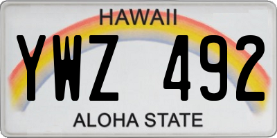 HI license plate YWZ492