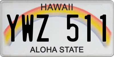 HI license plate YWZ511