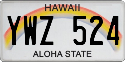 HI license plate YWZ524