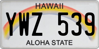 HI license plate YWZ539