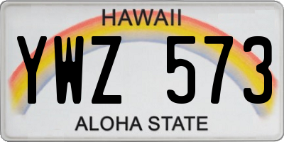HI license plate YWZ573