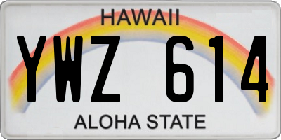 HI license plate YWZ614