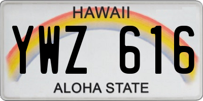 HI license plate YWZ616