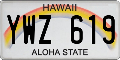 HI license plate YWZ619