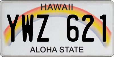 HI license plate YWZ621