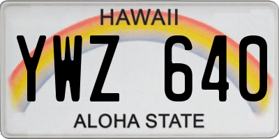 HI license plate YWZ640