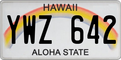 HI license plate YWZ642