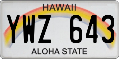 HI license plate YWZ643