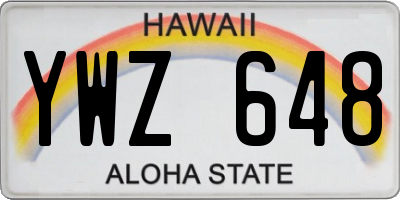HI license plate YWZ648