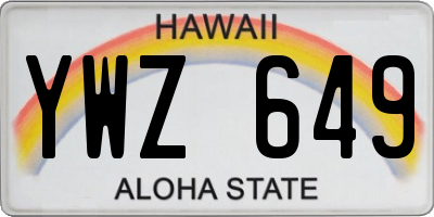 HI license plate YWZ649