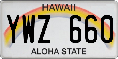 HI license plate YWZ660