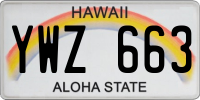 HI license plate YWZ663