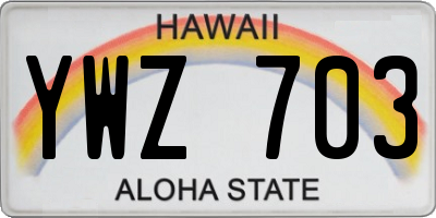 HI license plate YWZ703