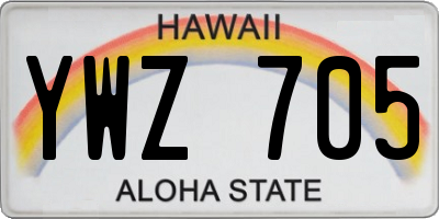 HI license plate YWZ705