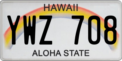 HI license plate YWZ708