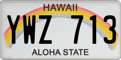 HI license plate YWZ713
