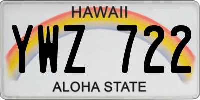 HI license plate YWZ722
