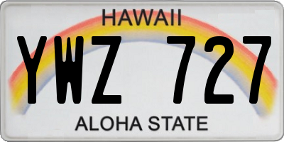 HI license plate YWZ727