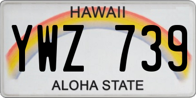 HI license plate YWZ739