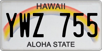 HI license plate YWZ755