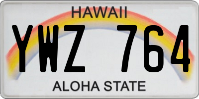 HI license plate YWZ764