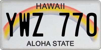 HI license plate YWZ770