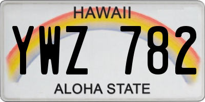 HI license plate YWZ782
