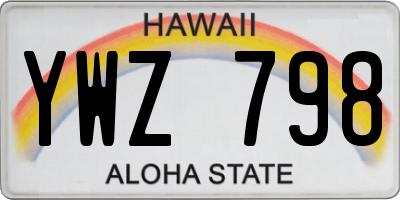 HI license plate YWZ798
