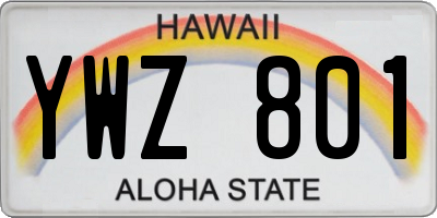 HI license plate YWZ801