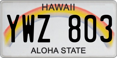 HI license plate YWZ803