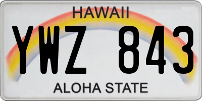 HI license plate YWZ843