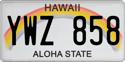 HI license plate YWZ858