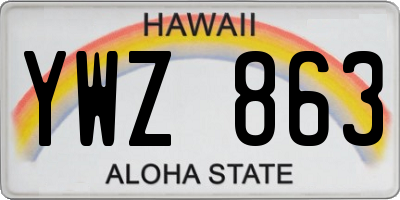HI license plate YWZ863