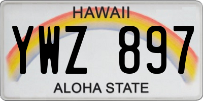 HI license plate YWZ897