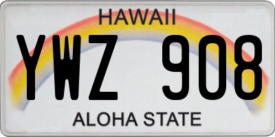 HI license plate YWZ908