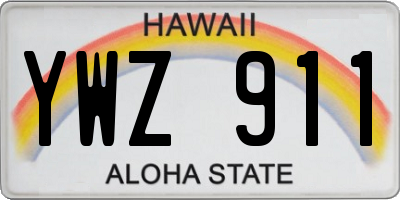 HI license plate YWZ911