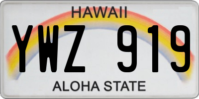 HI license plate YWZ919