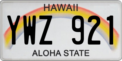 HI license plate YWZ921