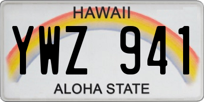 HI license plate YWZ941