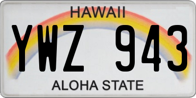 HI license plate YWZ943