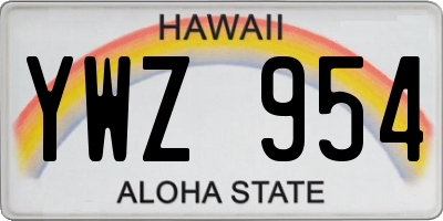 HI license plate YWZ954