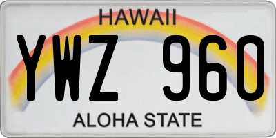 HI license plate YWZ960