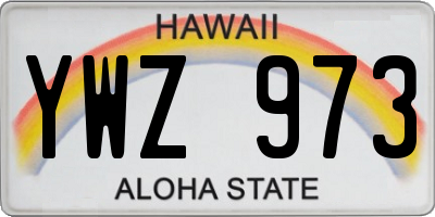 HI license plate YWZ973