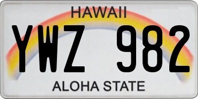 HI license plate YWZ982