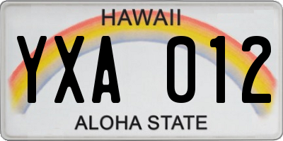 HI license plate YXA012