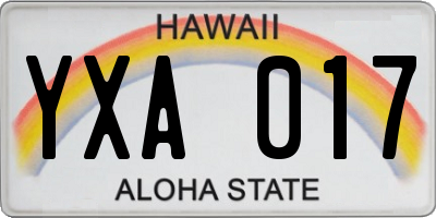 HI license plate YXA017